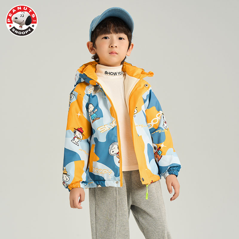 【童装精选】史努比加绒夹棉保暖秋冬季新款男女童加绒迷彩外套
