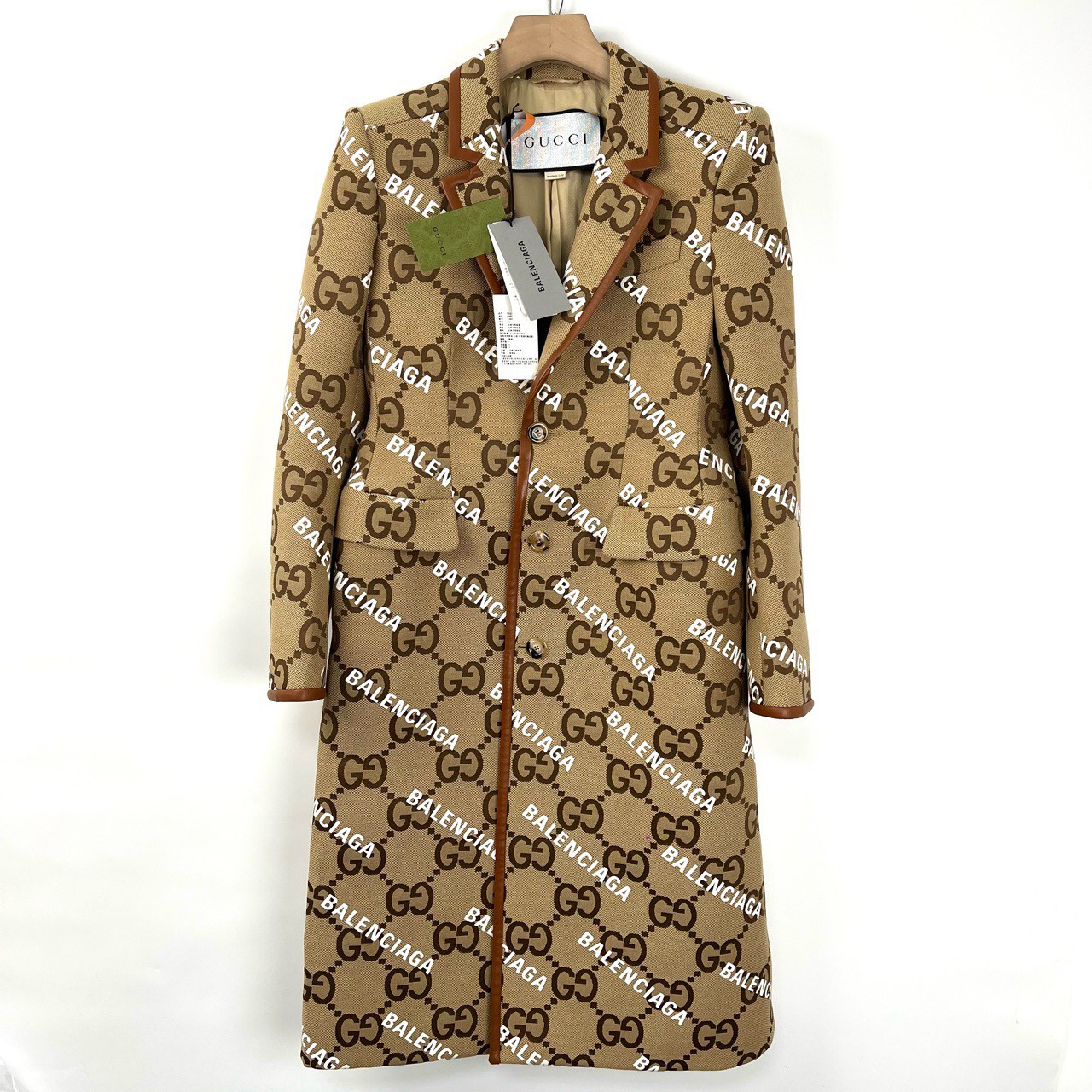 Gucci/古驰/48码/Balenciaga老花满印长款西装外套/99新带吊06647