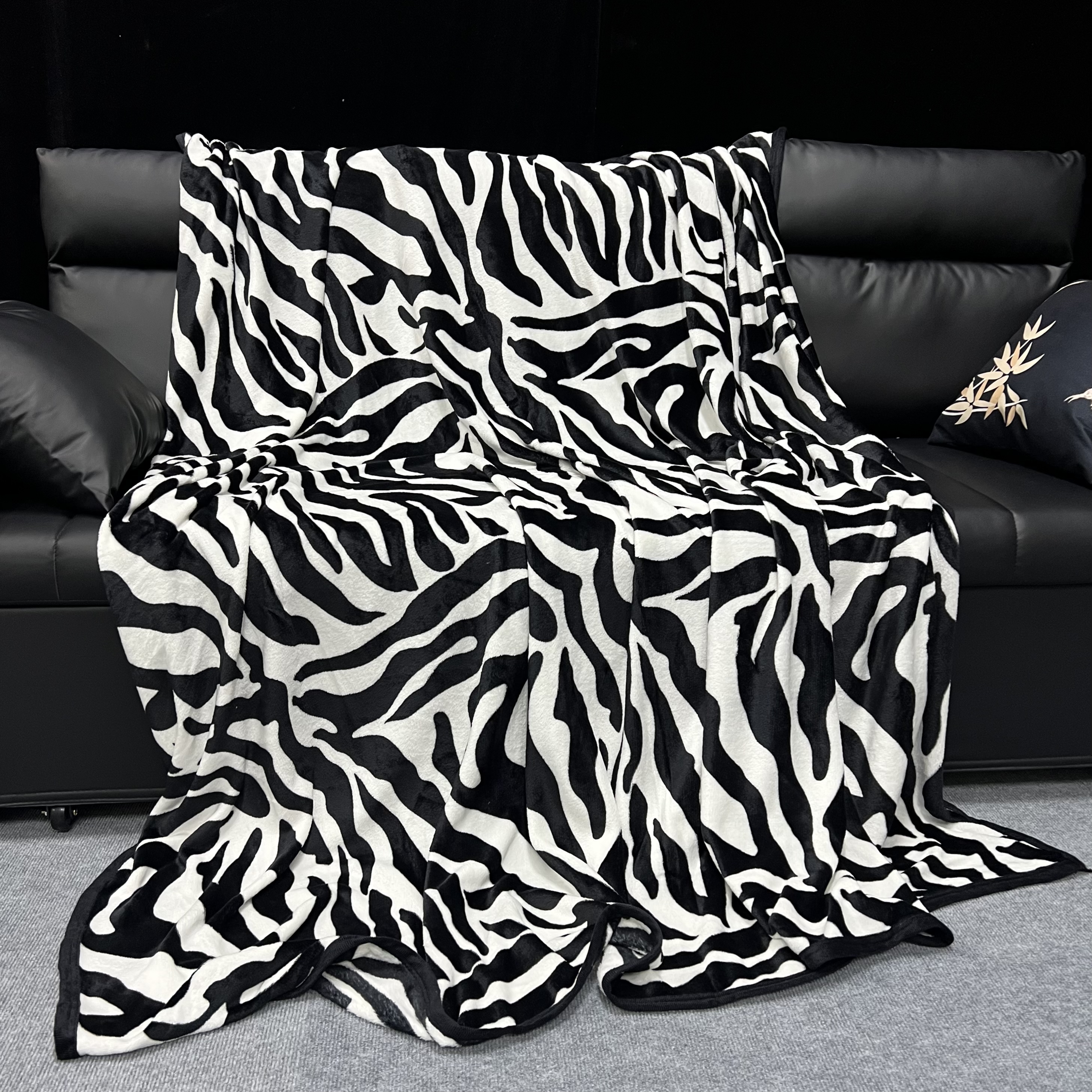 【然歆慧】斑马纹牛奶绒毛毯冬季办公室午睡沙发盖毯床上用车载毯子