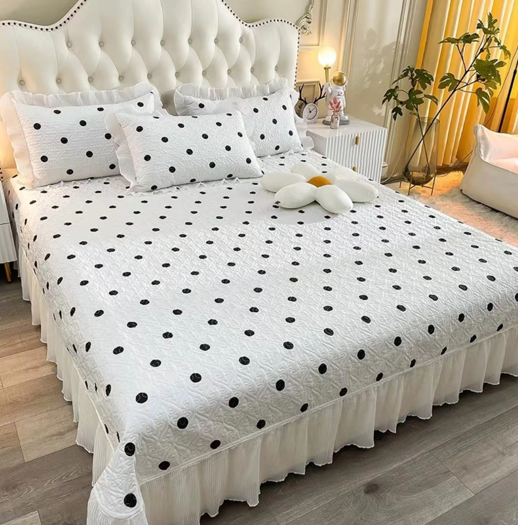 仙女款双面纯棉床盖床裙花边四季款绗缝防滑床公主风下单选尺寸