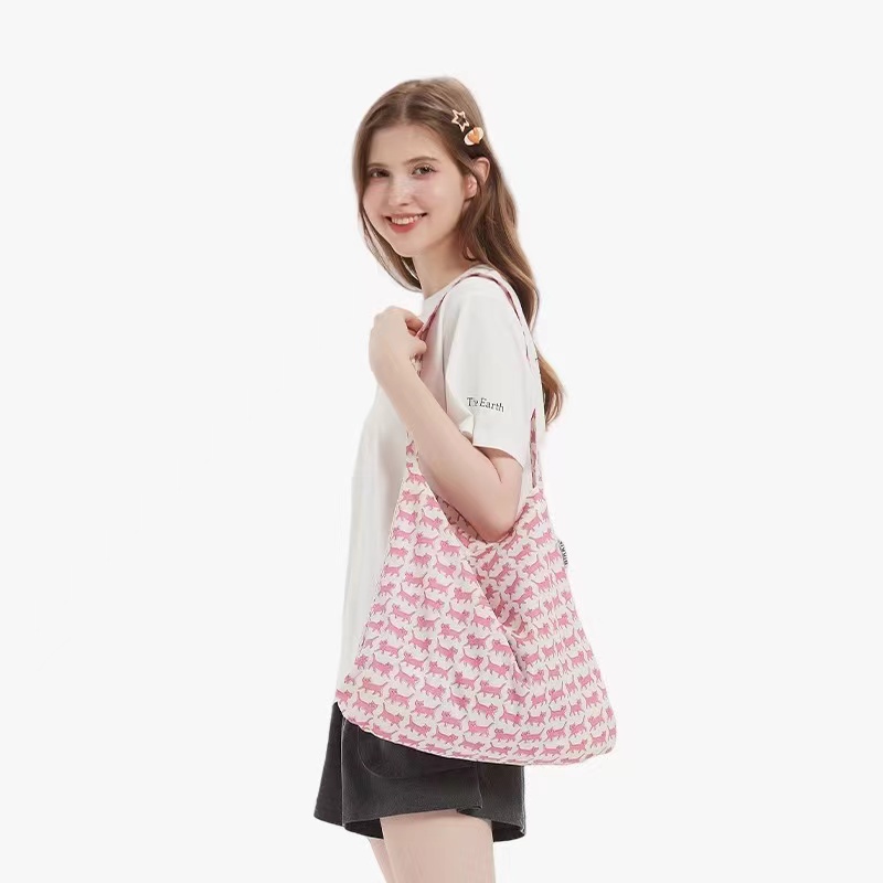 BIKKIE趣味猫咪粉色 限定便携托特包文艺ins单肩布包肩包百搭