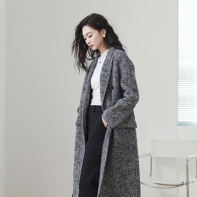 火桐hooton 小骆马绒长款双面大衣3419