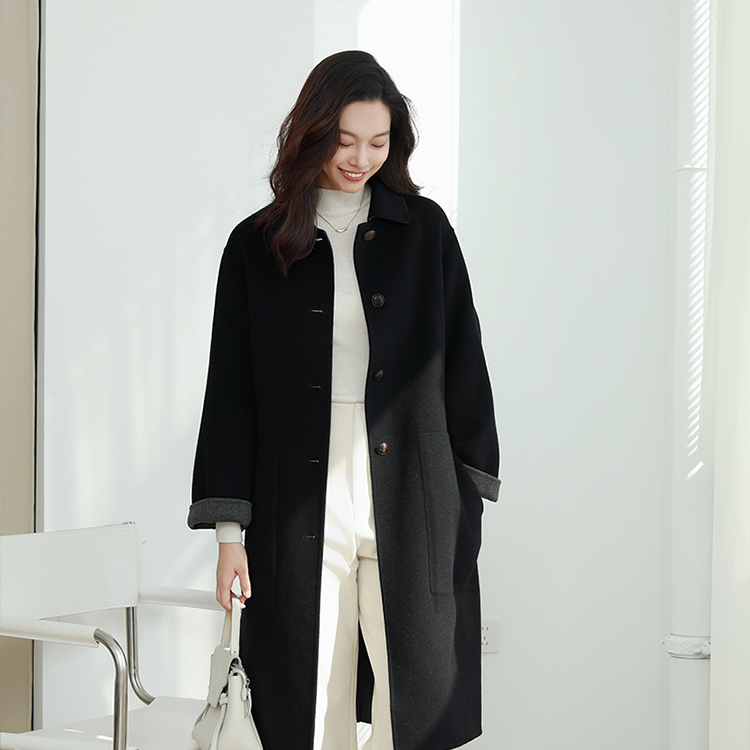 火桐hooton 高货系列 双面30羊绒牛角扣中长款西藏大衣3455