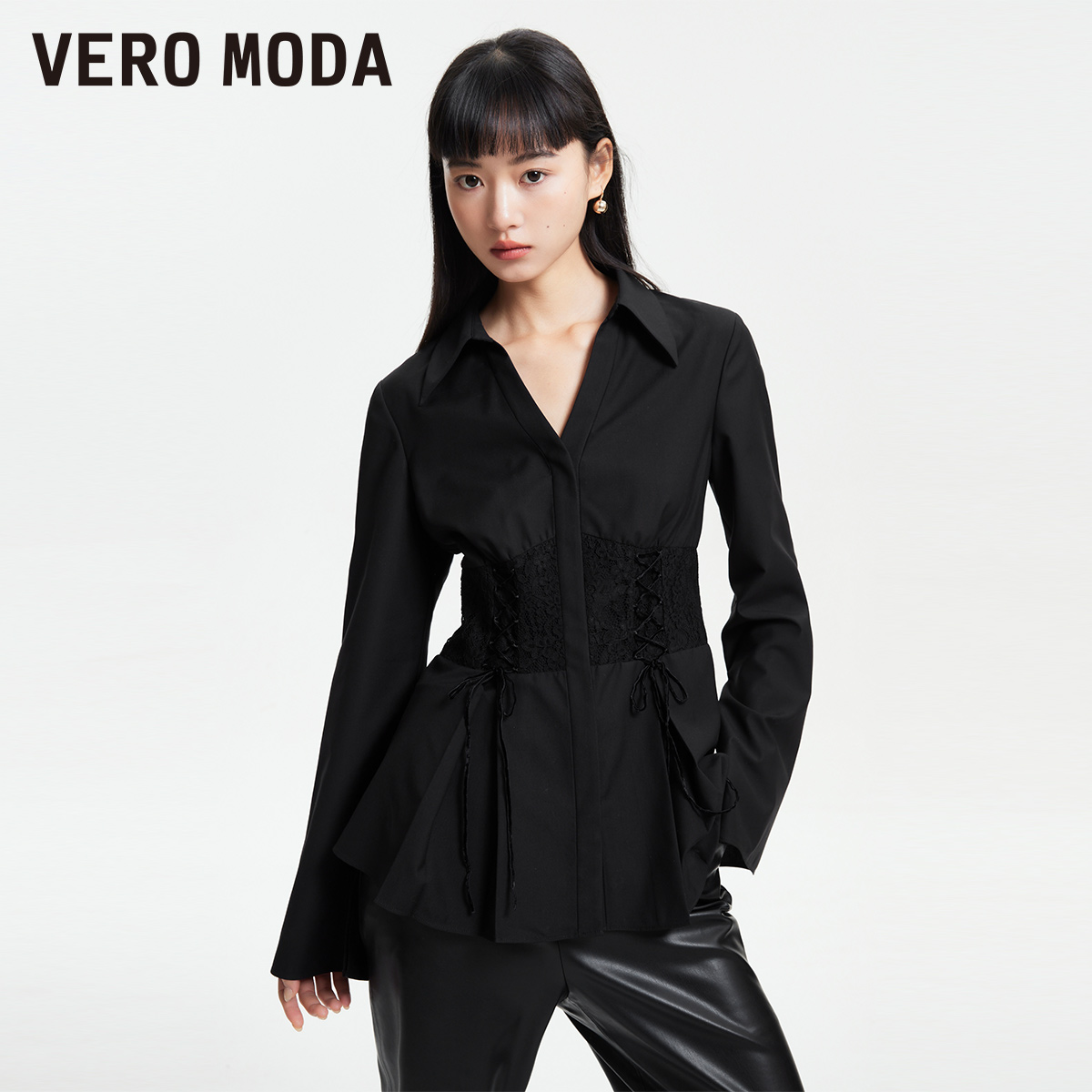 【达人专属】Vero Moda薄荷曼波千金衬衫系带束腰长袖324105041