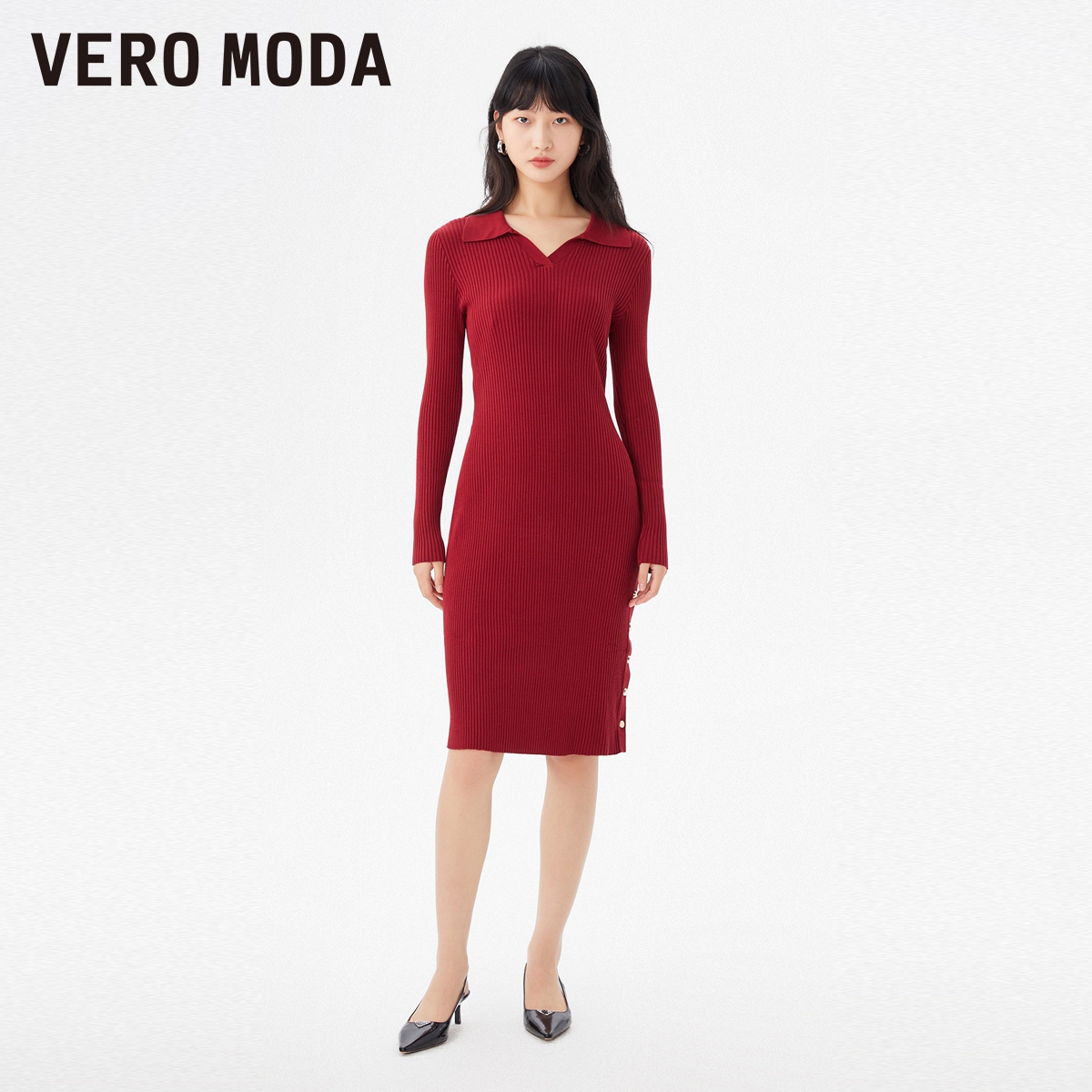 【达人推荐】Vero Moda针织连衣裙女气质优雅百搭高级感323146013
