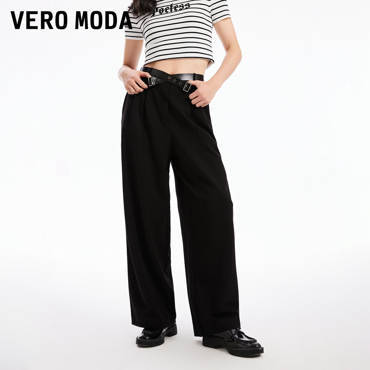 【大叔专属】Vero Moda休闲裤街头直筒裤宽松显瘦高腰324126004