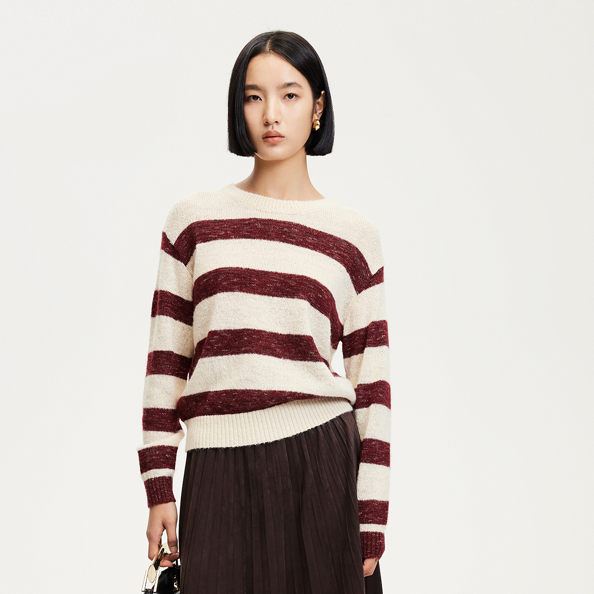 【羊羊专属】Vero Moda针织衫女含绵羊毛条纹亮丝325124031