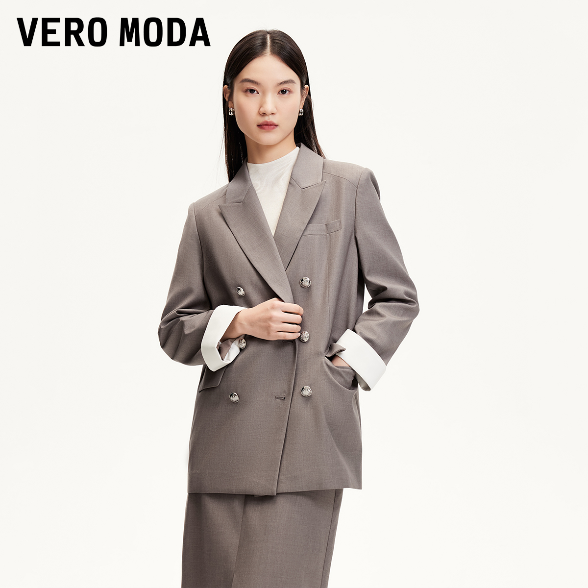 【丽公主专属】Vero Moda西服撞色袖口双排扣薄垫肩西装325108008
