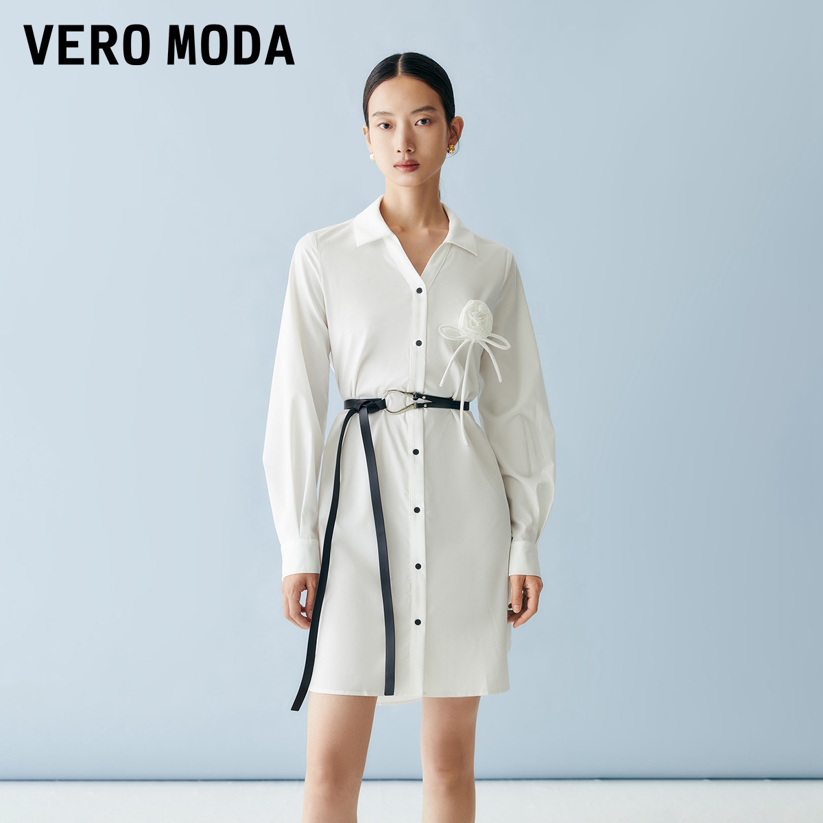 【羊羊专属】Vero Moda衬衫式连衣裙系带花朵通勤32337D031