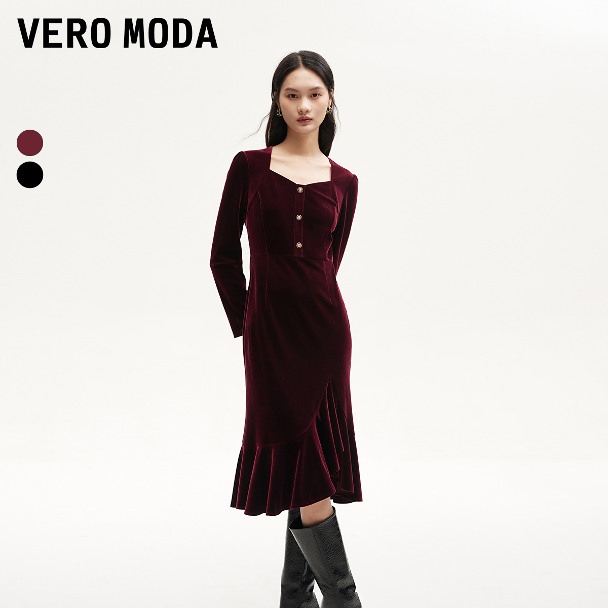 【芋总专属】Vero Moda雅丹风连衣裙不规则褶皱鱼尾裙32437D004