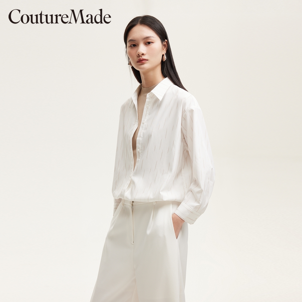 【粉丝专属】CoutureMade衬衫内搭假两件条纹宽松上衣324358001