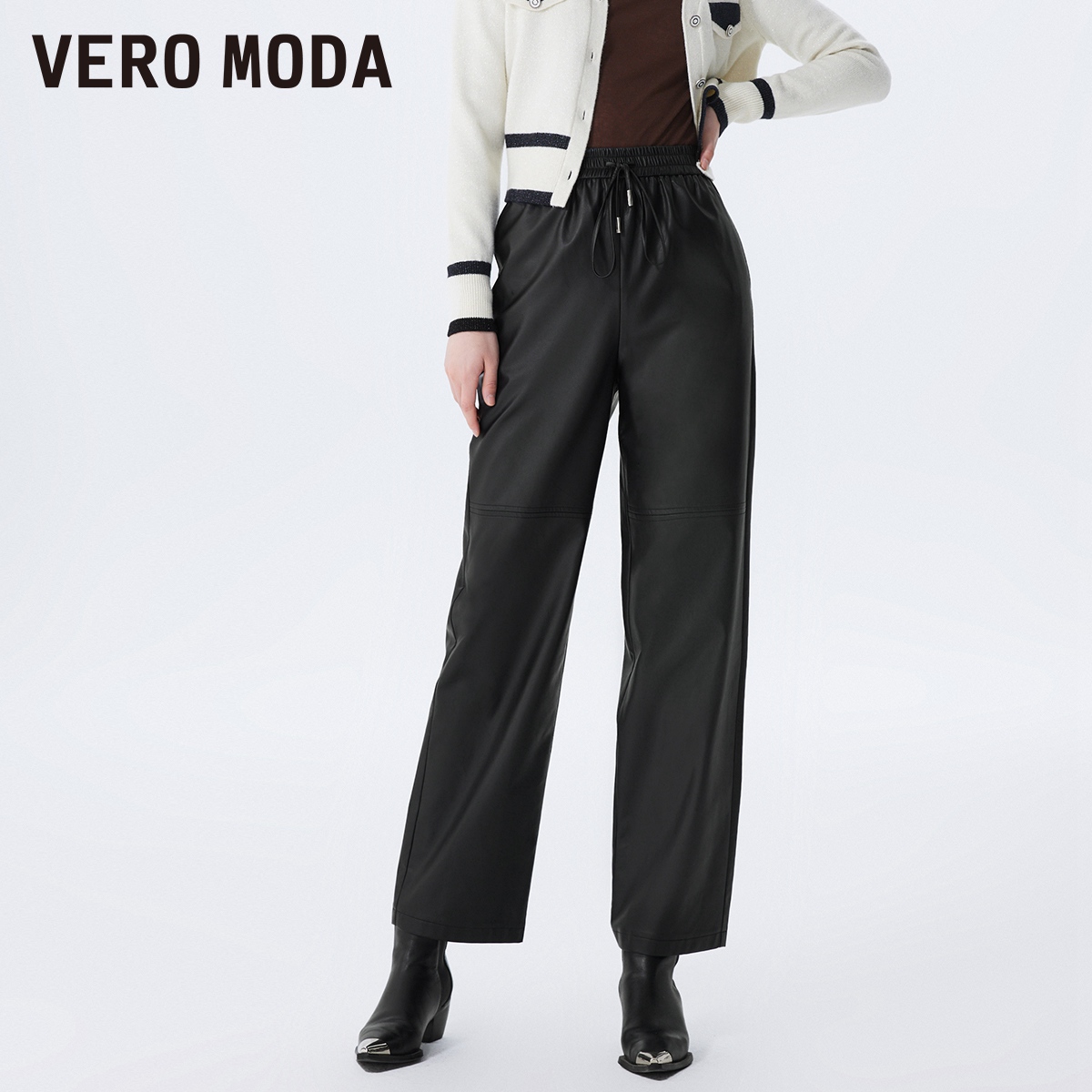 【达人推荐】Vero Moda皮质感休闲裤女高腰百搭洋气3231PL010
