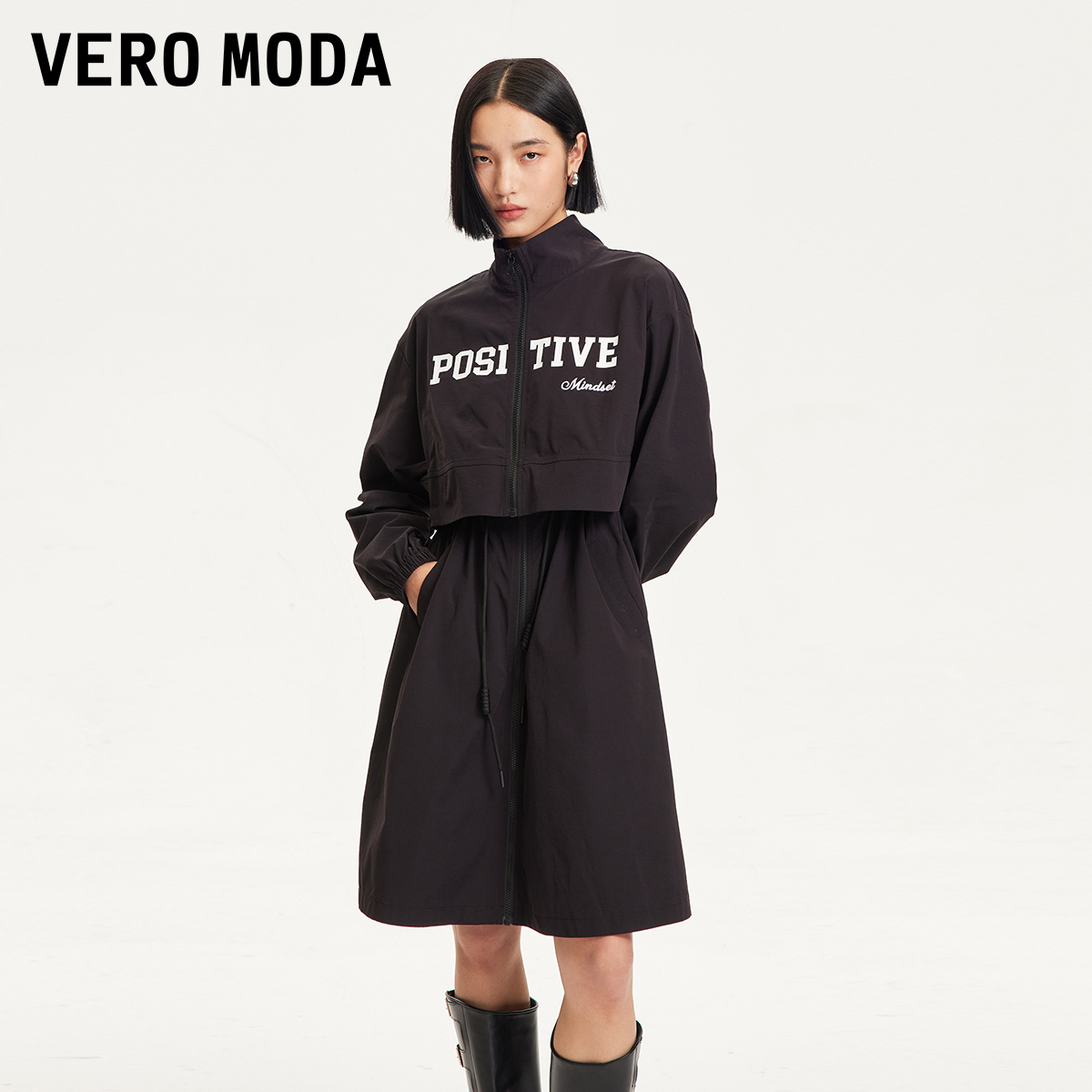 【达人专属】Vero Moda风衣女可拆卸字母立领外套3243J9007