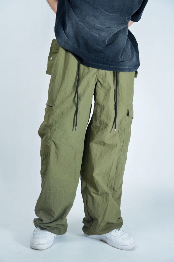 PANMIE25原创贴钻宽松休闲爵士舞街舞运动军绿白灰速干工装裤