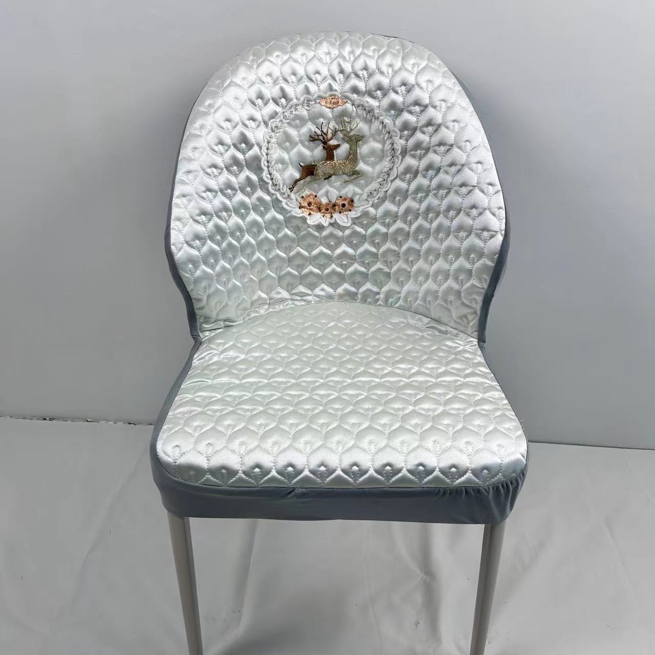 轻奢北欧弧形椅子套罩全包防滑家用凳子椅套靠背一体餐椅四季通用