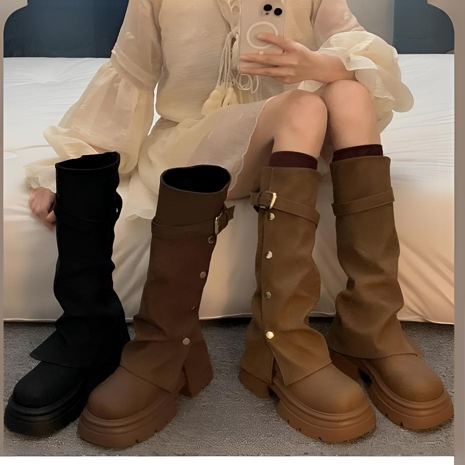 2024冬季新款复古长筒裤管靴