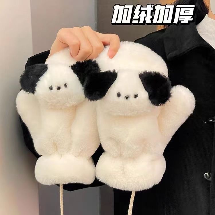 ins风帕恰狗手套围巾毛茸茸女冬季保暖学生围巾手套学院风韩系