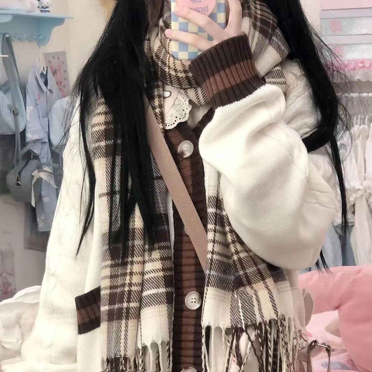 冬季加厚时尚网红款围巾女冬款时尚百搭女学生韩版高档披肩保暖
