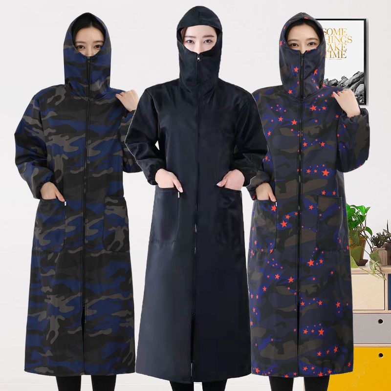 口罩款成人罩衣男女加长过膝加绒加厚工作服围裙防水防油外穿围裙