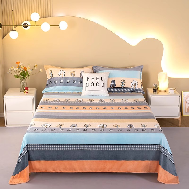 加厚牛奶绒床单单件加绒保暖冬季毛绒防滑法兰绒珊瑚绒宝宝绒被单