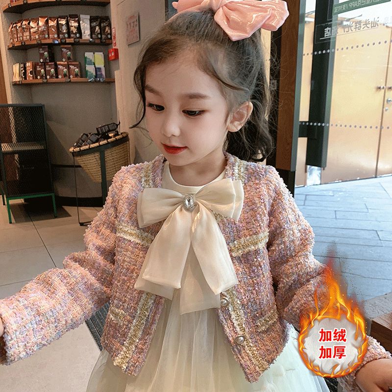 女童冬装香风套裝裙洋气套装韩版格子小童冬季爆款大童衣服分体