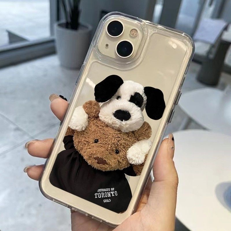 支架小众熊猫狗狗苹果14手机壳iPhone13ProMax卡通8P//硅胶软壳6/