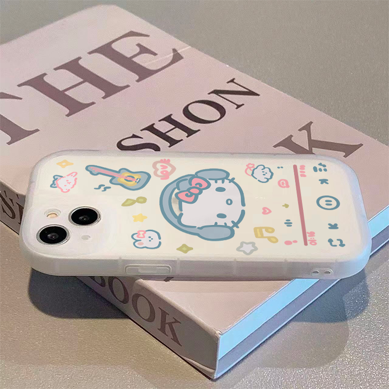 情侣卡通新款耳机kt猫苹果15手机壳iPhone14ProMax女13//全包软壳