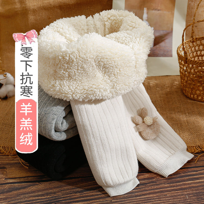 女童打底裤冬季加绒加厚儿童连裤袜东北超厚宝宝九分裤袜純棉保暖
