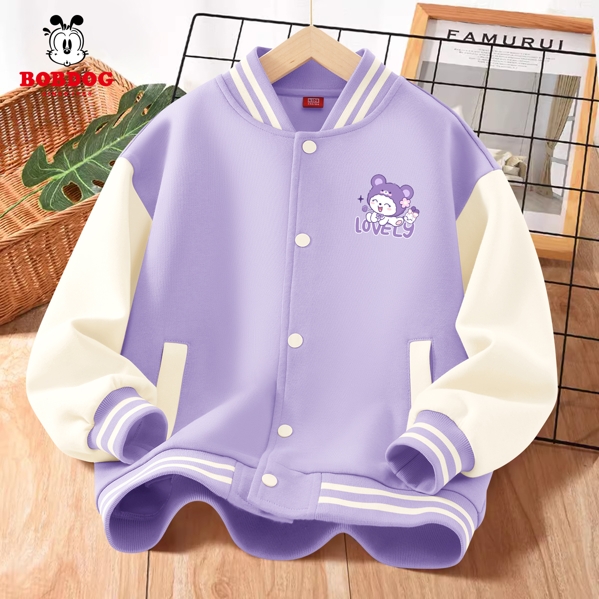 巴布豆卡乐女童棒球服外套2024春秋新款男童夹克儿童洋气休闲童装