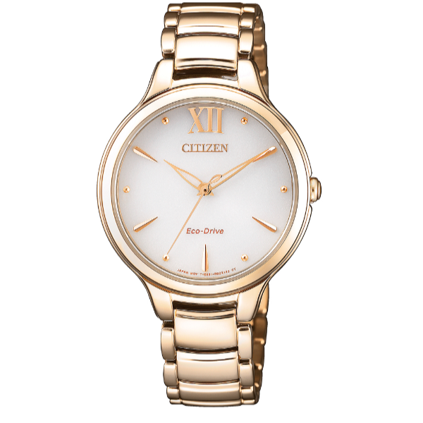 西铁城(CITIZEN)手表 光动能不锈钢镀玫瑰金时尚女表EM0553-85A