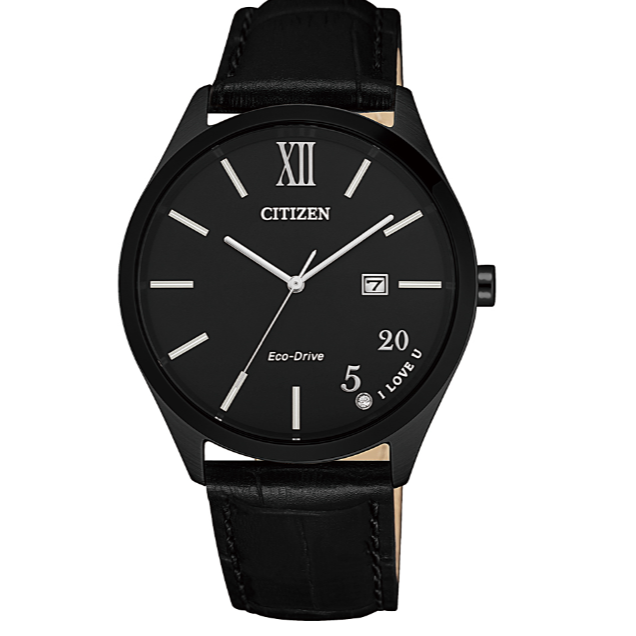 Citizen西铁城手表光动能小牛皮带男表 EW2457-18E