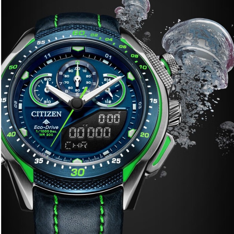 Citizen/西铁城JW0148-12L手表男间绿蓝色运动光动能男表送男友