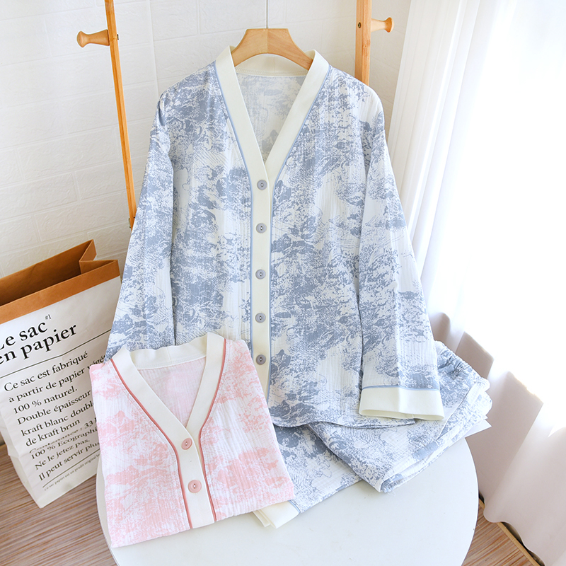 春秋纯棉家居套装高贵上档次全棉睡衣女套装长袖宽松夏天吸汗外穿