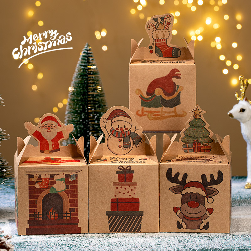 平安夜苹果礼盒圣诞节礼物袋牛皮纸盒子儿童礼品糖果平安果包装盒