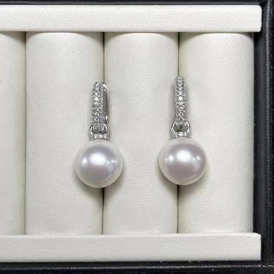 【一款三戴】方形耳扣12-13mm赛澳白天然珍珠爱迪生微瑕耳环耳饰