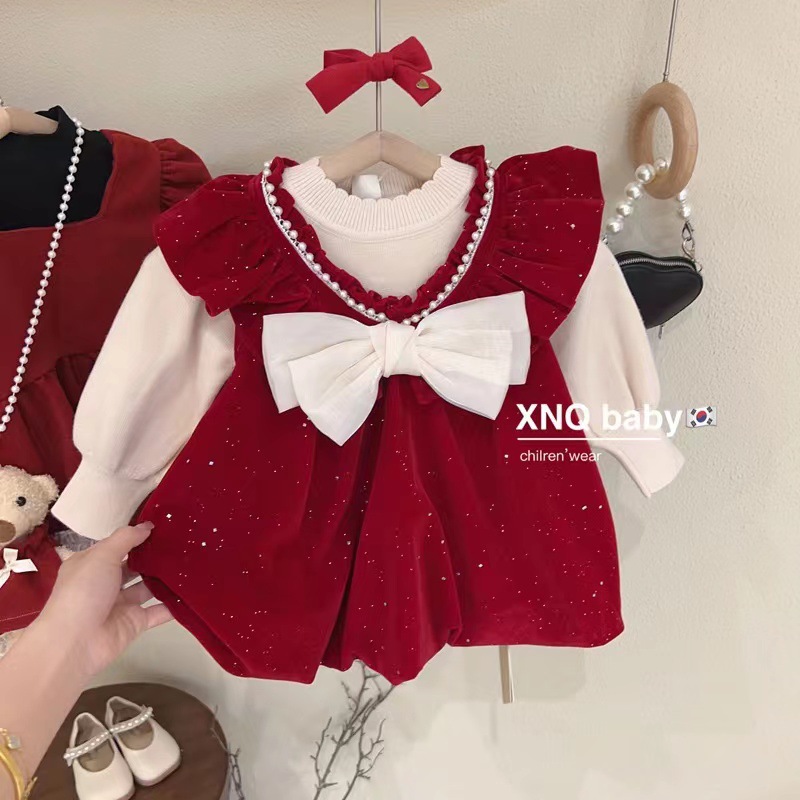 女童秋冬套装连衣裙2022新款洋气儿童公主裙宝宝周岁年服小童衣服