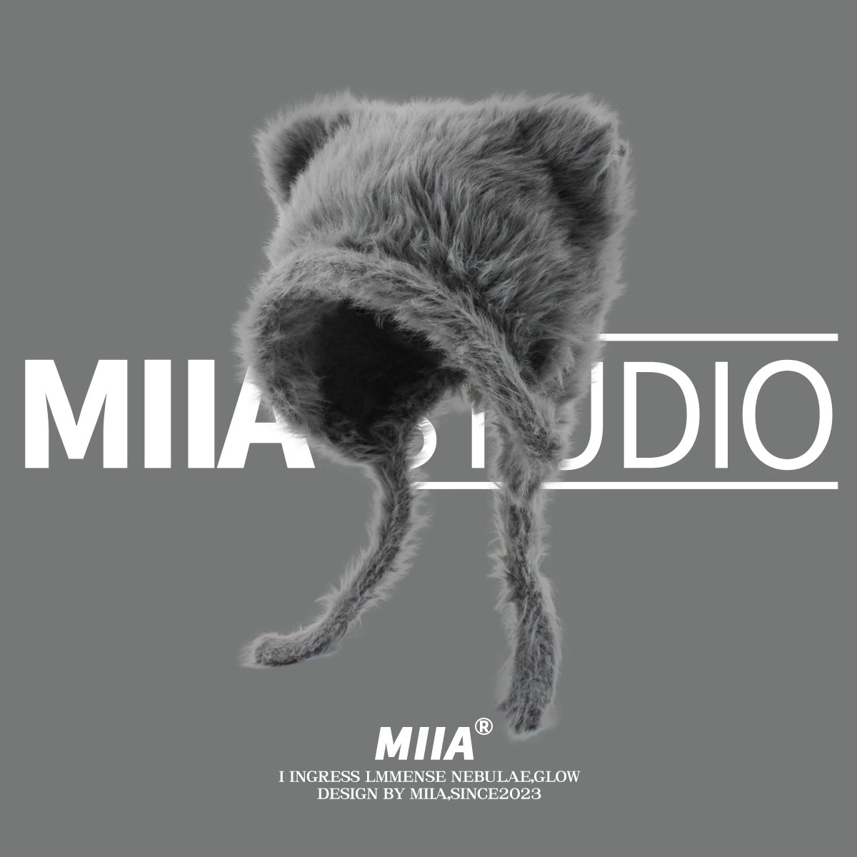 小众设计感仿貂毛猫咪耳朵套头帽可爱保暖护耳雷锋帽绑带恶魔C242