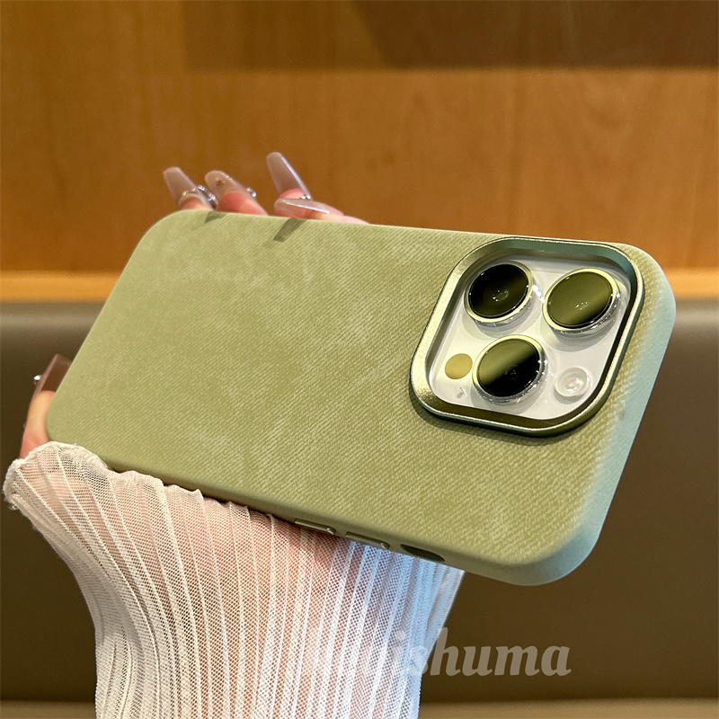 高档纤维绒布苹果15pro手机壳无线磁吸iPhone14promax肤感13/12壳