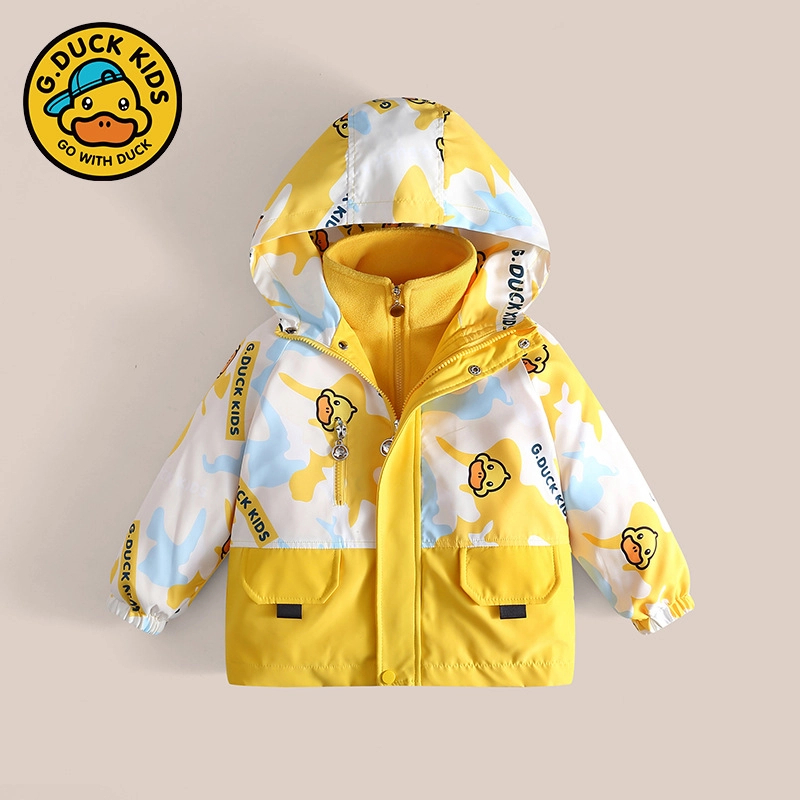 小黄鸭2024新款小黄鸭男童女童童装冬保暖棉服外套潮款夹克二合一