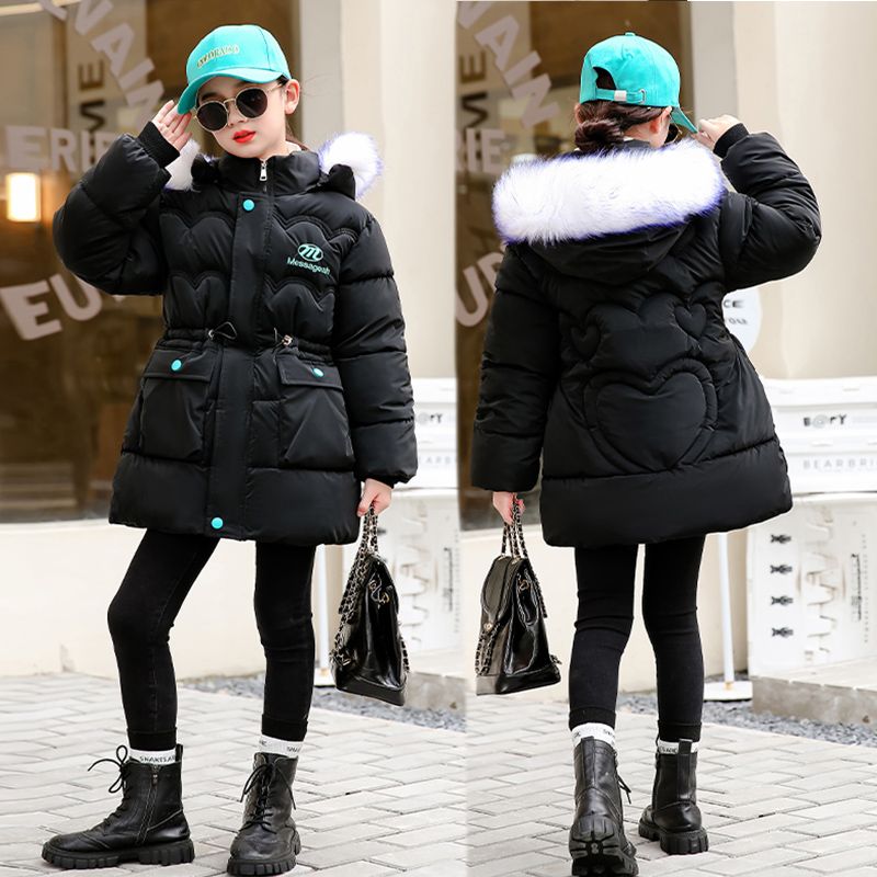 巴拉巴拉恩儿童羽绒服2023新款冬装棉服中长款韩版加绒加厚外套潮