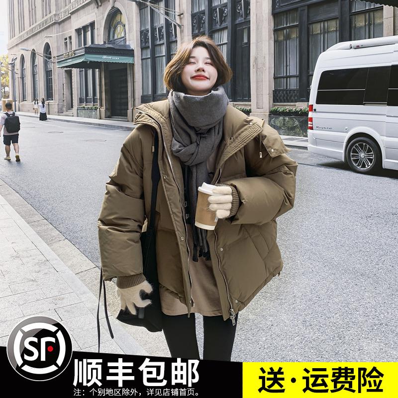 白鸭绒短版羽绒衣女冬季新款韩版宽松加厚小个子百搭学生面包服潮