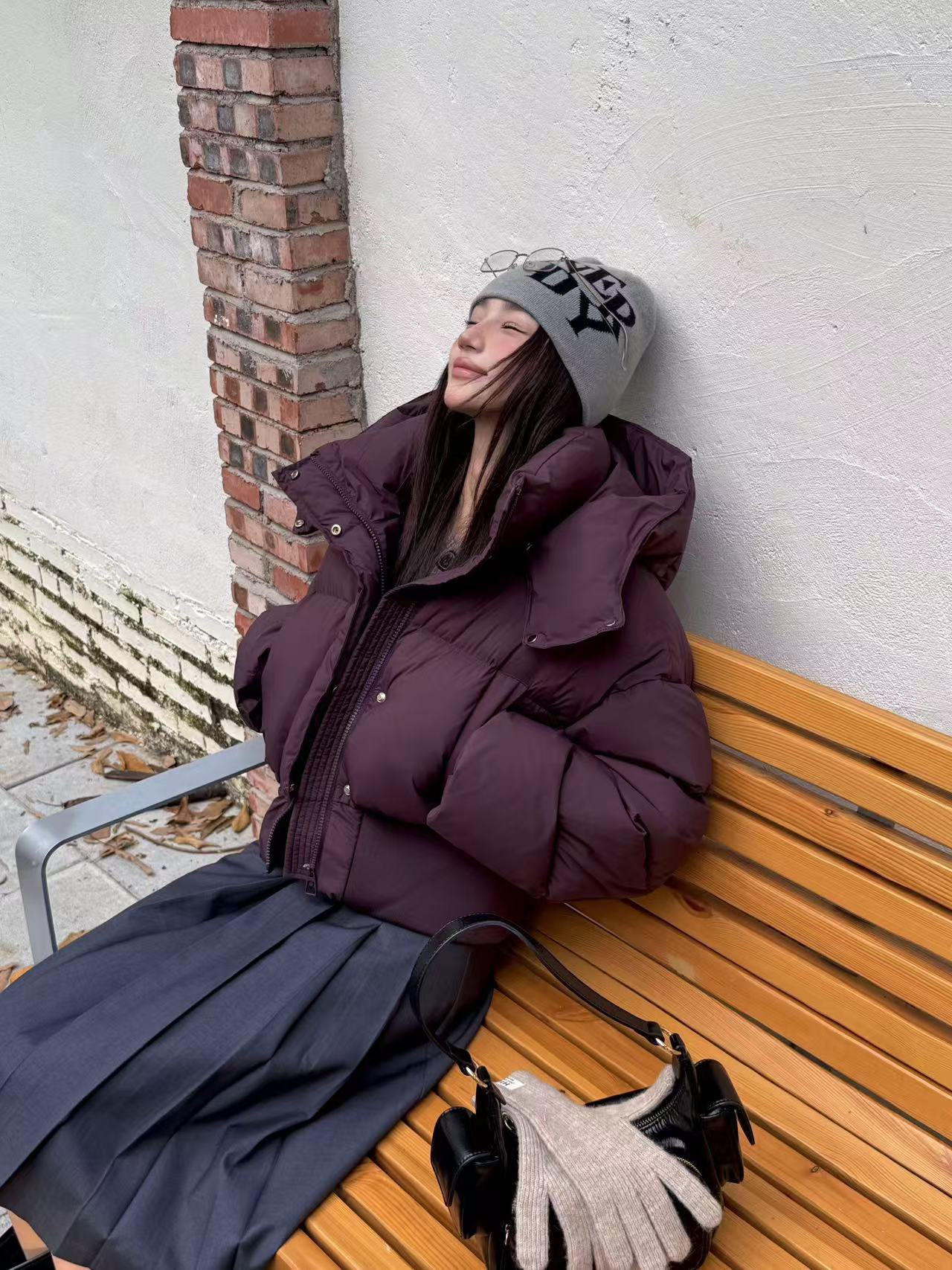 冬季新款2024加厚韩版欧货连帽小个子时尚白鸭绒百搭保暖羽绒服