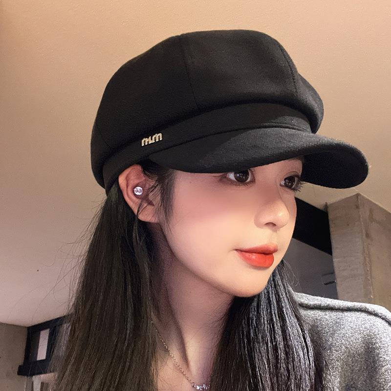 鸭舌八角帽女韩版百搭秋冬复古磨毛报童帽显脸小时尚画家贝雷帽