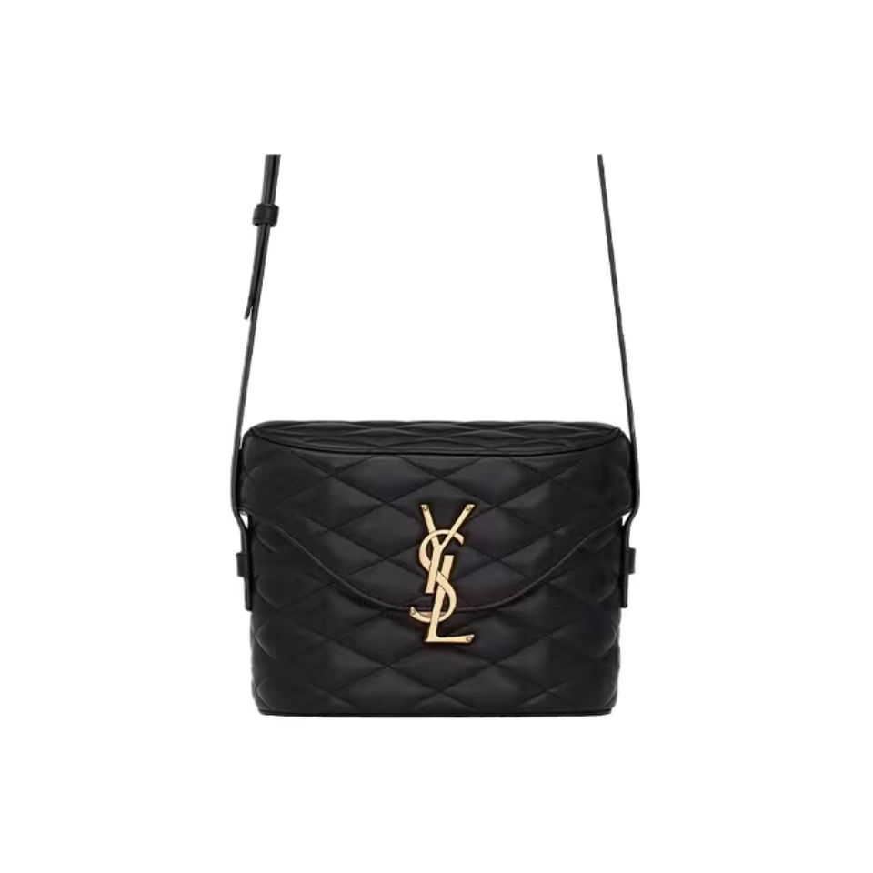 99新 YSL/圣罗兰  June 金色徽标绗缝 饭盒包斜挎单肩包 98新