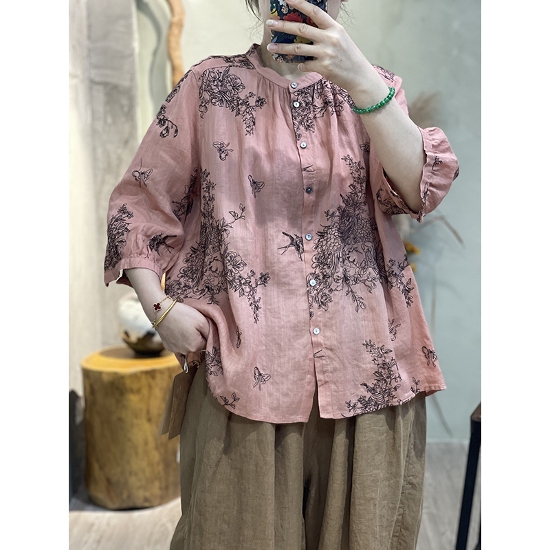 DaoZi/丹丹  1243-苎麻刺绣衬衫