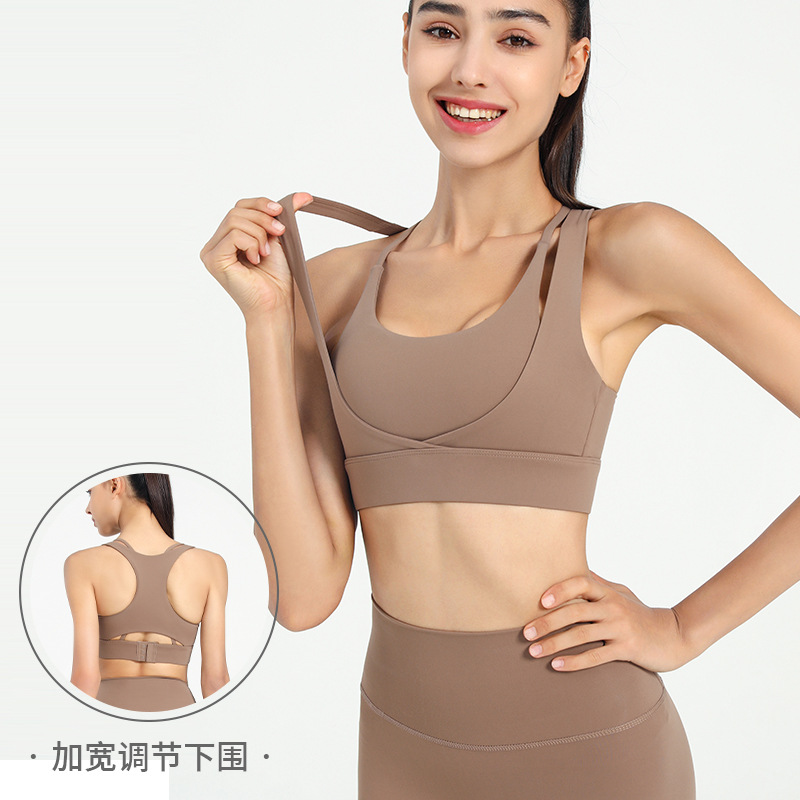 瑜伽服套装女美背速干防震细带运动文胸健身长裤女高腰提臀两件套