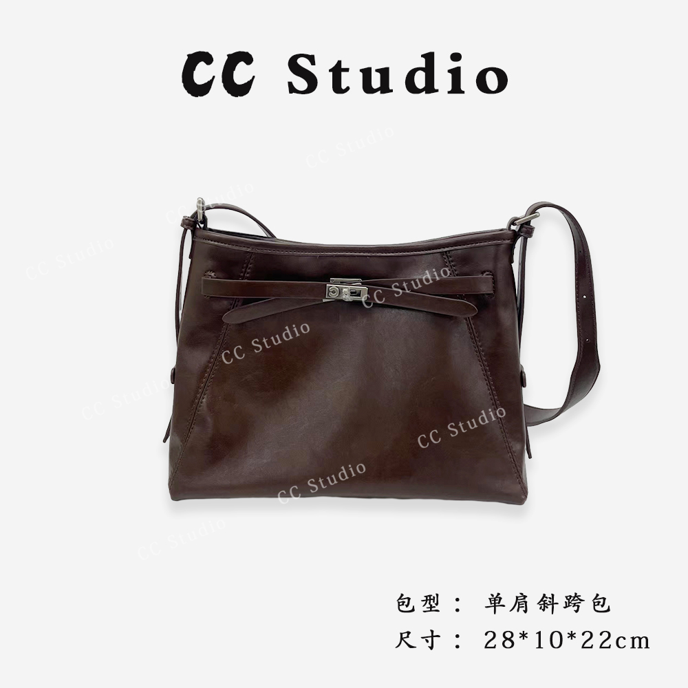 【尚恩CC】SK-82623-黑糖咖啡-轻奢简约百搭女士新款单肩这款中大包