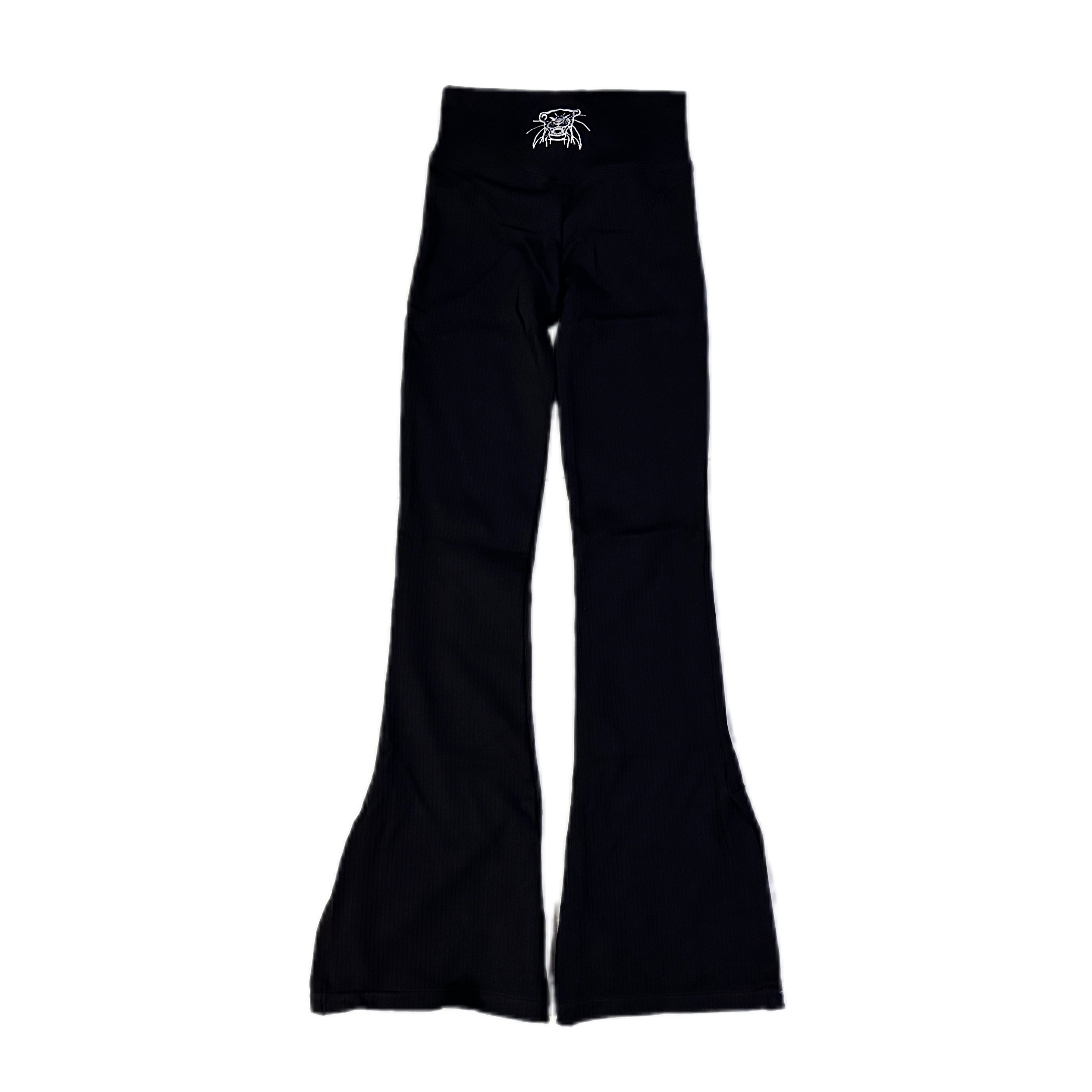 织标虎头长款开叉喇叭裤健身提臀休闲裤紧身长裤外穿女高腰显瘦