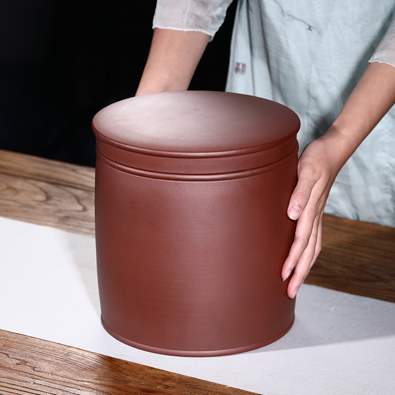 精品原矿紫砂茶叶罐大号普洱饼保存茶缸白茶储茶罐家用陶瓷密封罐