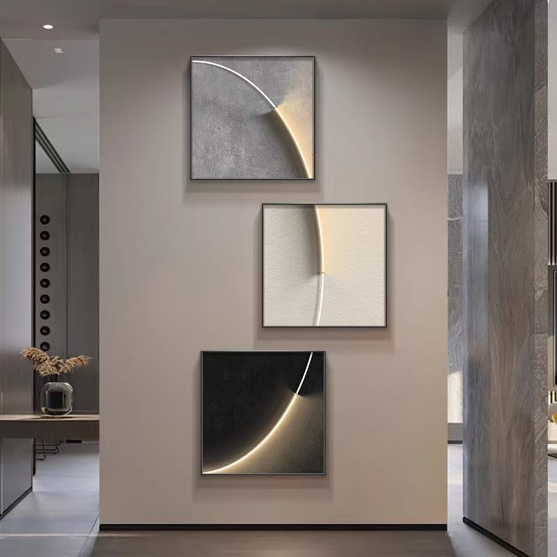 现代简约入户玄关装饰画高级感走廊过道尽头壁画正对门墙面装饰画